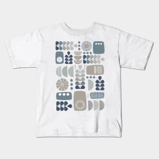 Retro Mid Century Modern in Navy, Grey and Neutral Tones Kids T-Shirt